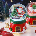 Christmas music box with snow globe and light