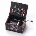 Wooden music box with Christmas motifs, hand-operated