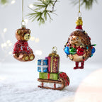 Glass Christmas tree ornaments, hand-painted, various designs
