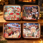 Wooden music box with Christmas motif