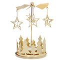 Rotating tea light holder made of brass with star motif