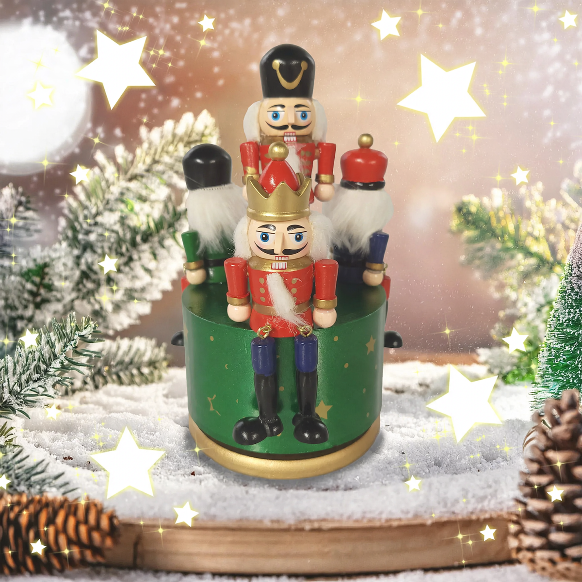 Nutcracker music box made of wood