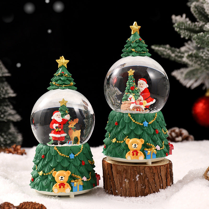 Christmas snow globe with music and light