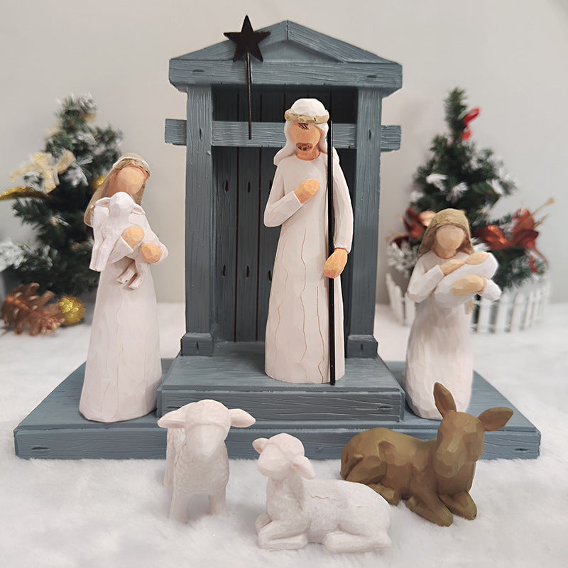 7-piece crib figures set made of resin