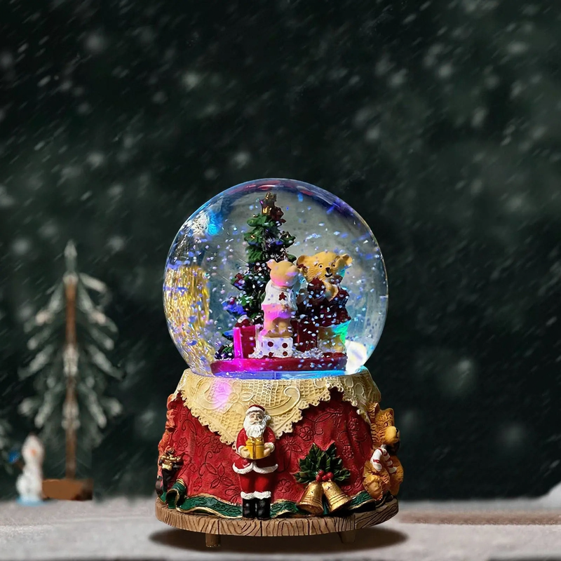 European music box with glass sphere and night light