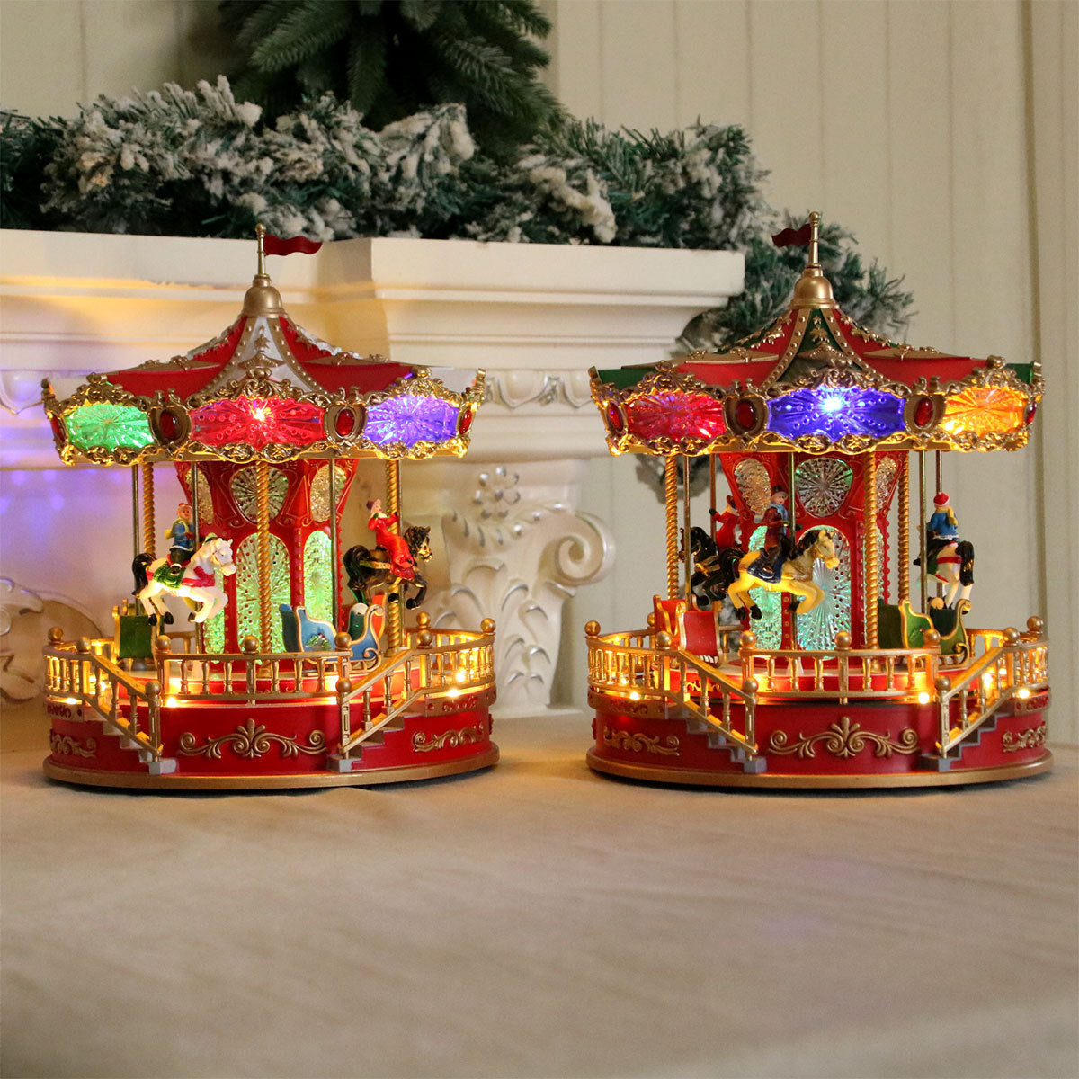 Illuminated music box with carousel design