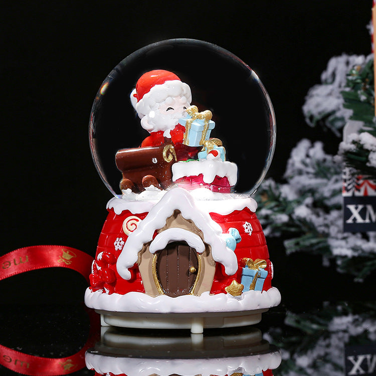 Christmas snow globe with Santa on motorcycle