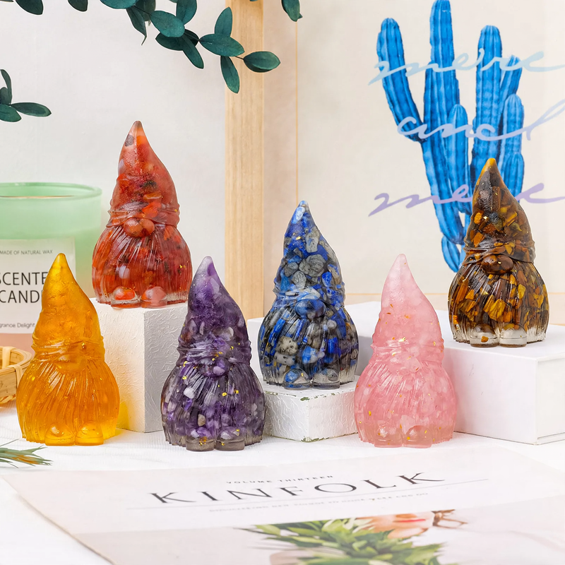 Dwarf figure made of resin with gemstones