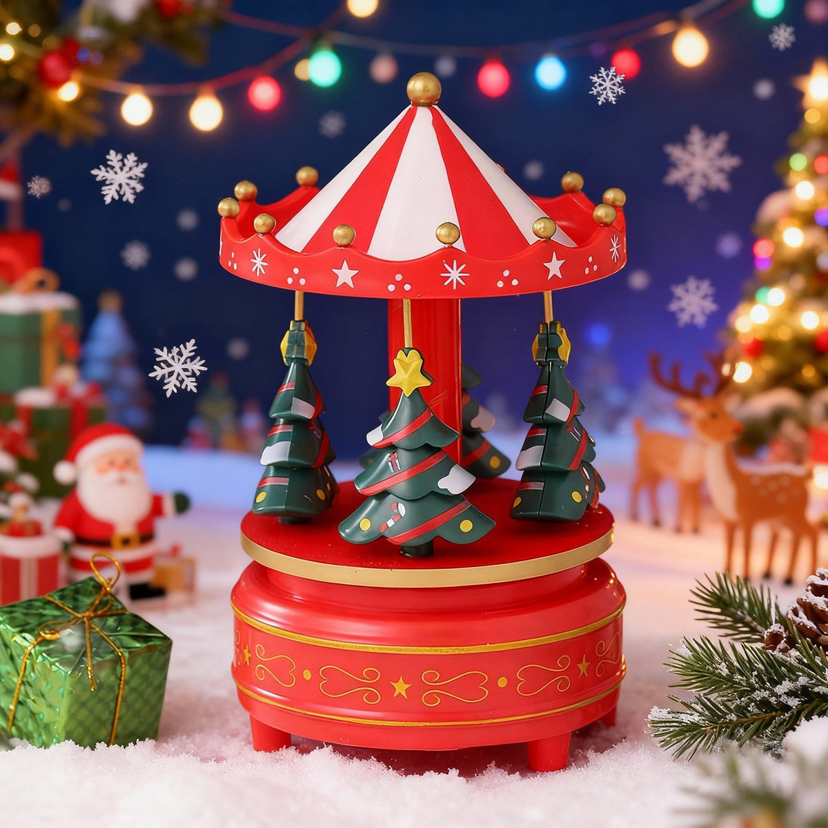 Classic wooden carousel music box