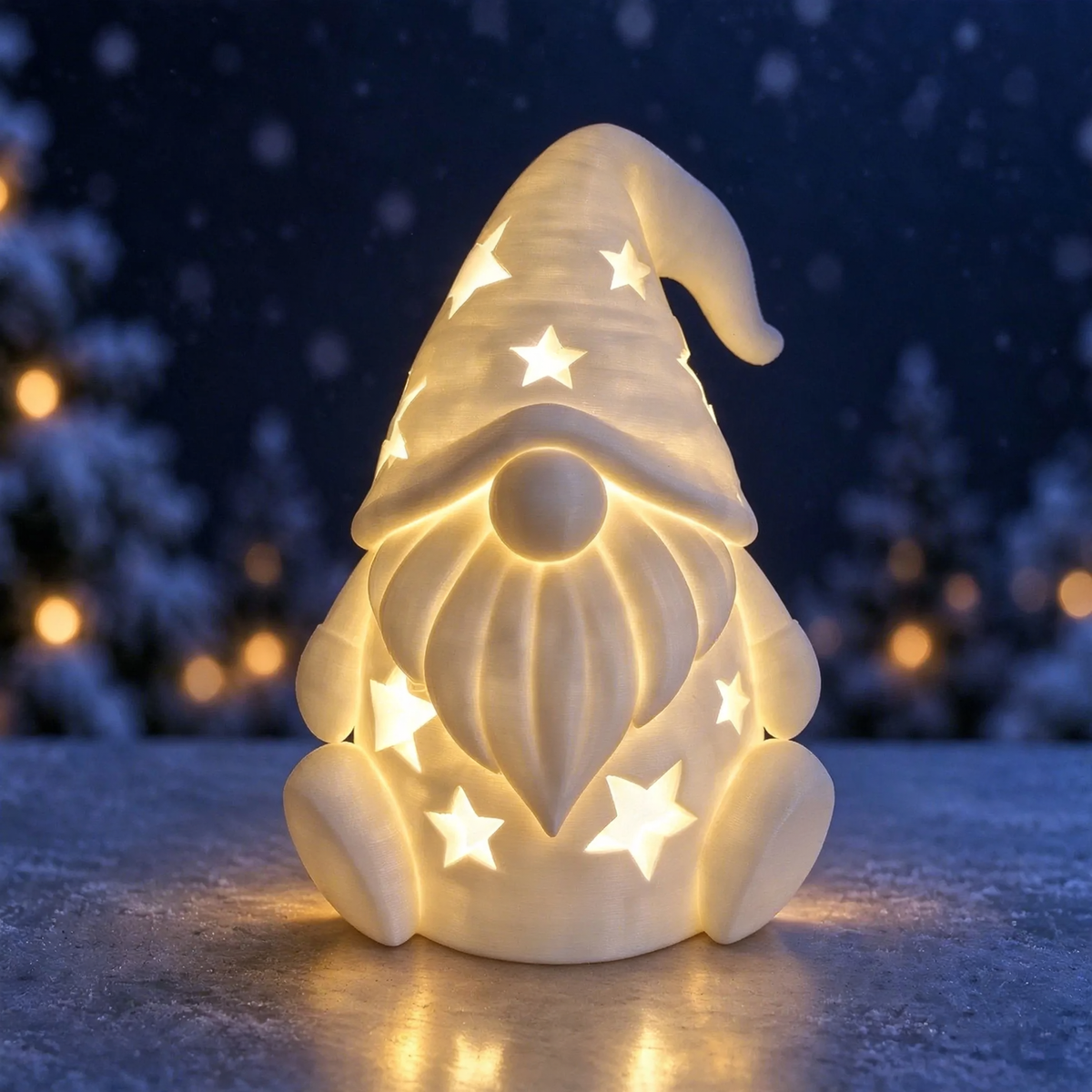 Christmas gnome made of resin with star pattern for LED tea lights