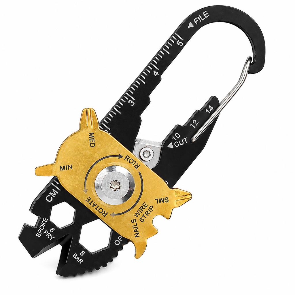 20-in-1 EDC Pocket Multi Tool with Keychain Clip, Portable Camping Tool