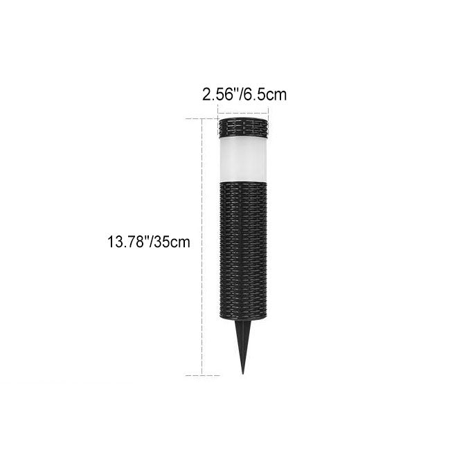 Zevolim| Outdoor Solar Rattan Cylindrical LED Garden Lawn In-ground Landscape Light