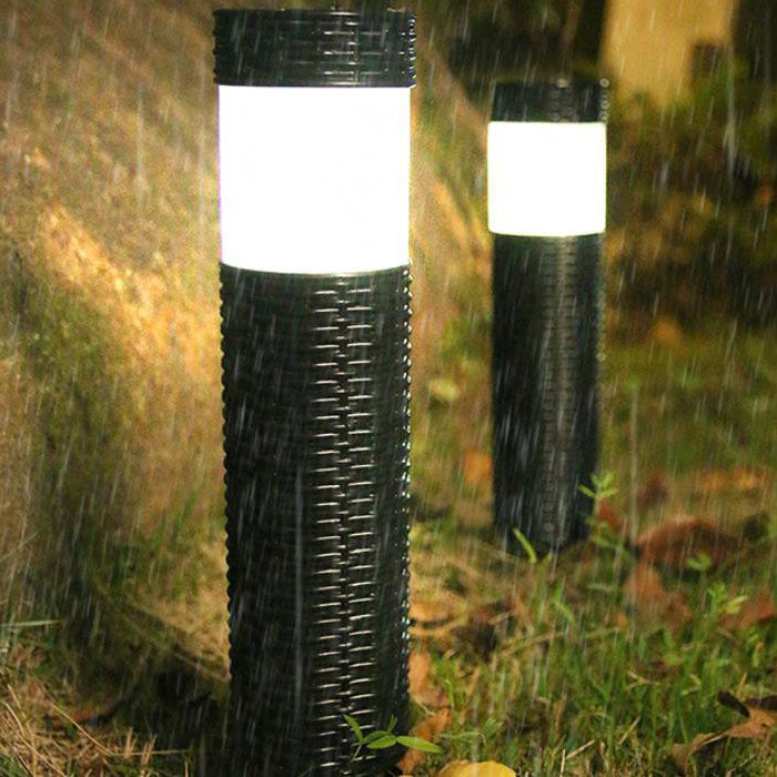 Zevolim| Outdoor Solar Rattan Cylindrical LED Garden Lawn In-ground Landscape Light