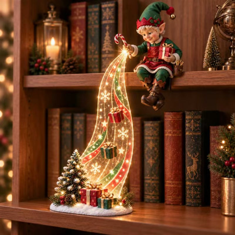 Christmas Shelf Waterfall-Effect LED Light – Indoor Tabletop Holiday Decor for Home