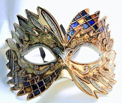 Blue Black Gold Falcon Mardi Gras Eye Festive Party Mask