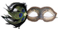 Bronze Cipriani Venetian Masquerade Eye Mask with Feathers Rhinestones and Jewel