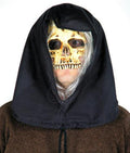 Grim Reaper Skeleton Skull Black Hooded Half Mask with Attached Gray Hair