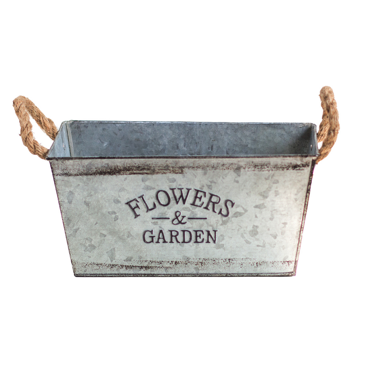 Zevolim| Decorative flower and garden container made of metal with hemp rope handles