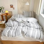 Zevolim| Soft Stripe and Tassel Duvet Set | 3pcs