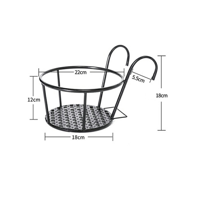 Zevolim| Hanging Plant Basket made of Metal – Balcony Planter Pot with Hook for Garden and Terrace