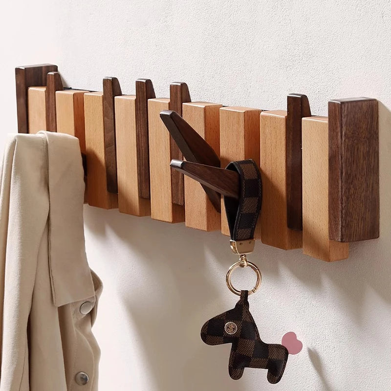 Wooden Hanger with Convenient Folding Hooks