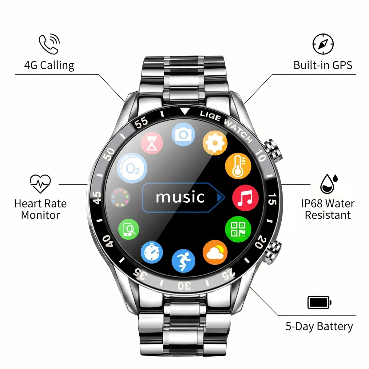 Zevolim | Luxury 4G Smartwatch – Stylish Watch with Calls, GPS & Health Features