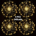 Solar Firework Lights Outdoor, Set of 4 Solar Garden Lights with 240 LEDs and Remote