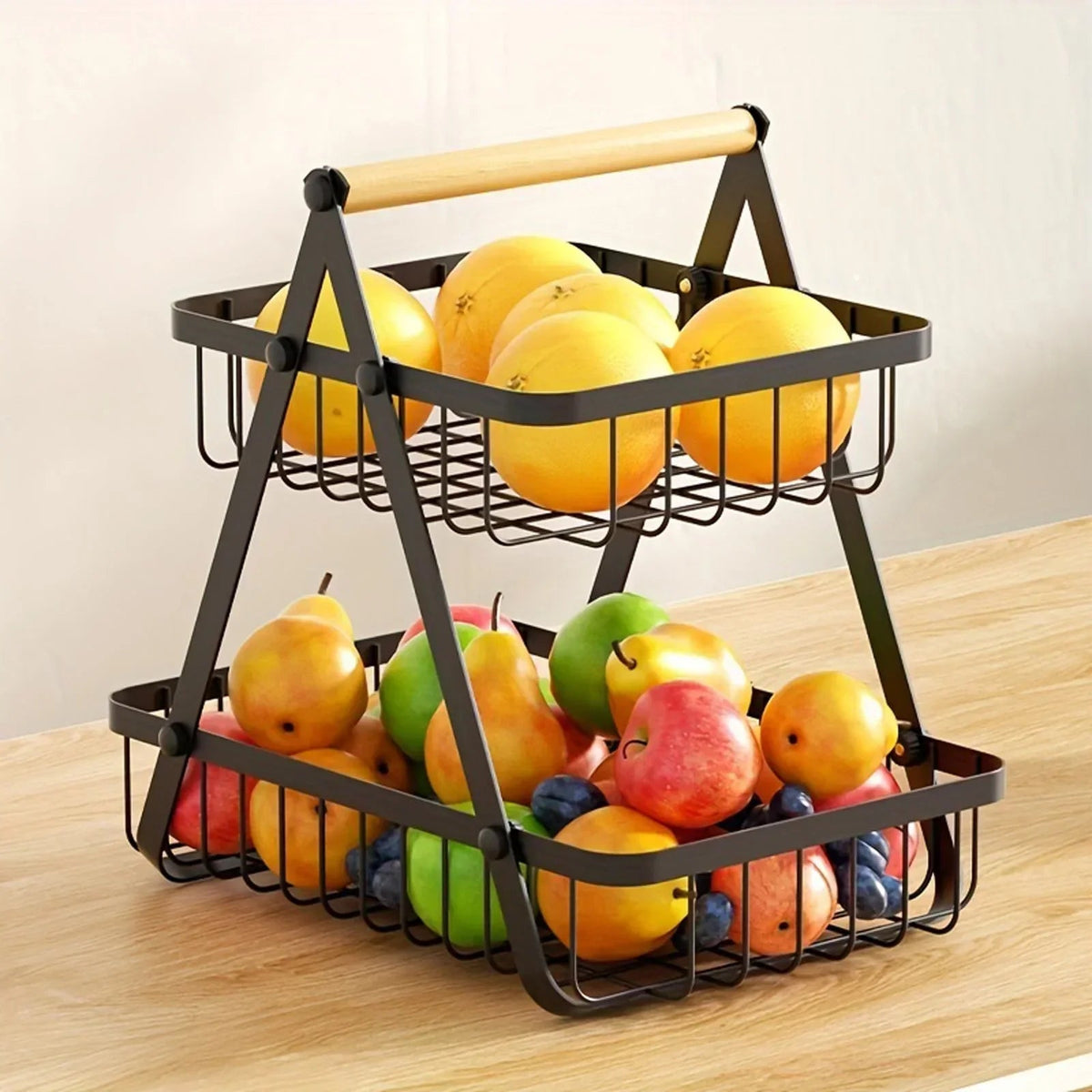 Stacked fruit basket, decorative storage basket for kitchen and dining table