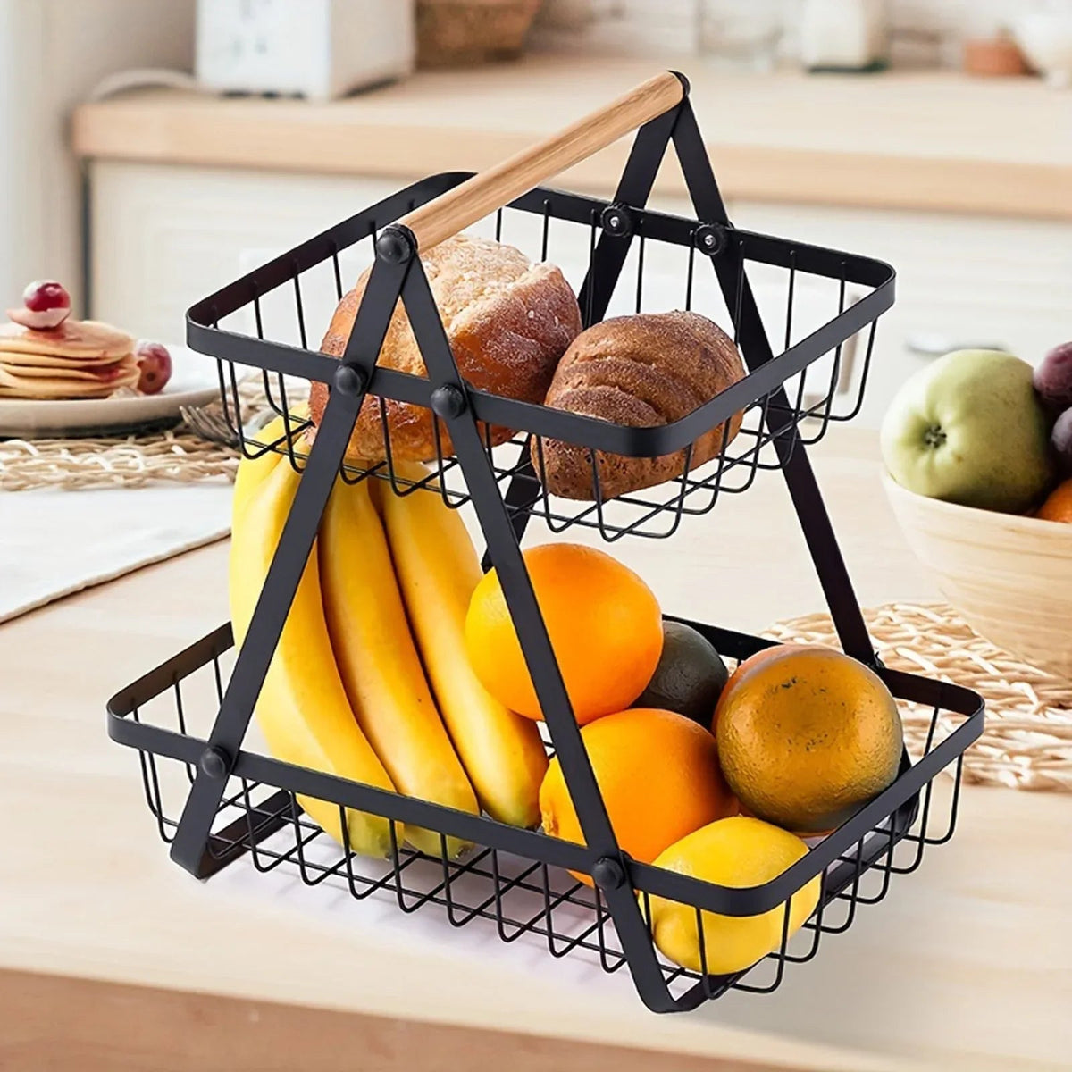 Kitchen Storage Metal Fruit Basket Stand