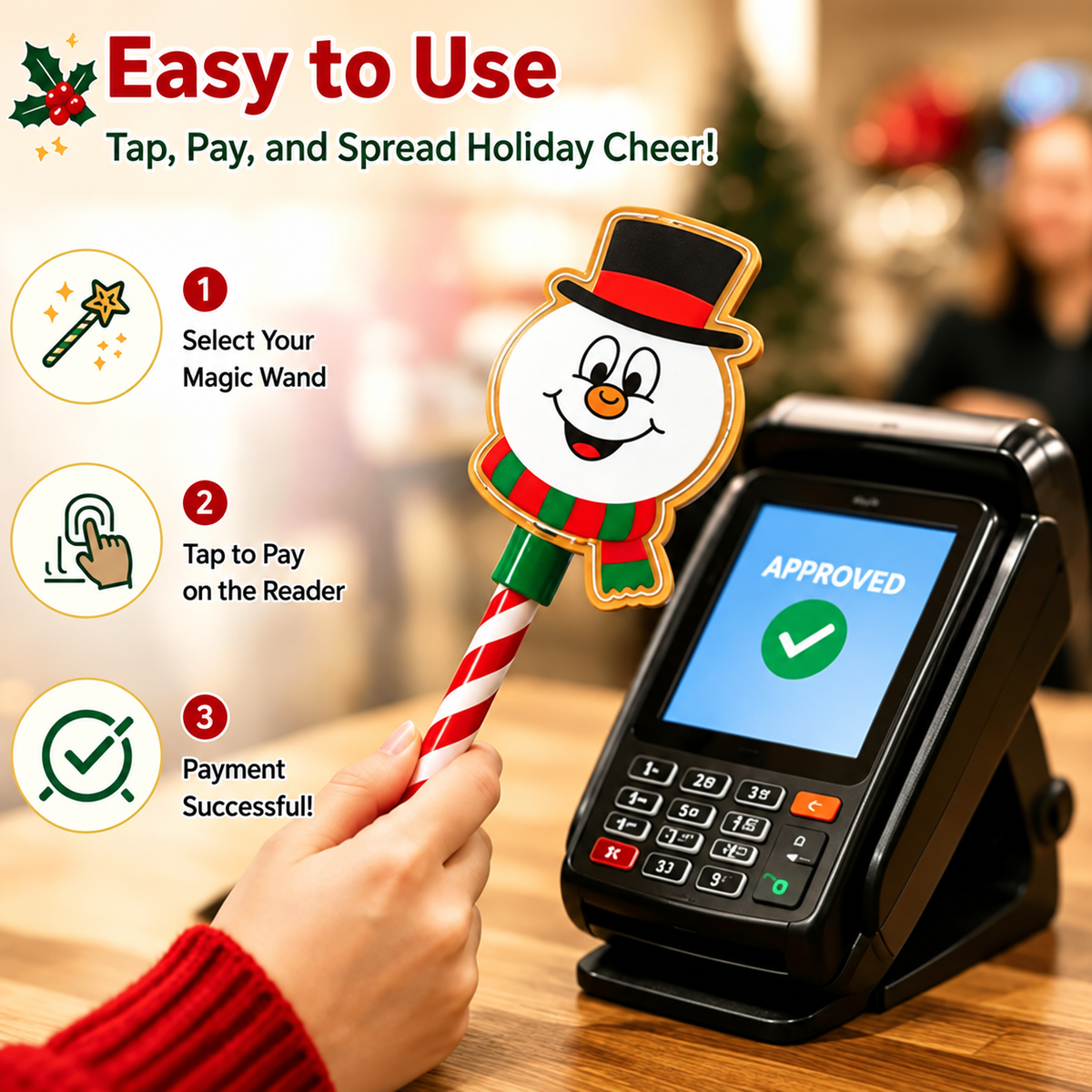 Christmas Tap to Pay Wand – Contactless Payment Card Holder