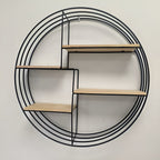 Round Wall Shelf with 4 Levels – Retro Design made of Wood & Metal | Decorative Hanging Shelf for Living Room, Bathroom & Bedroom | Bowlift