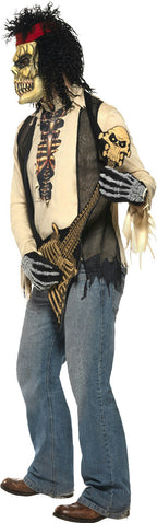 Zombie Rocker Skeleton Adult Dad Costume Bone Guitar and Mask Large