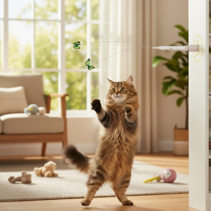 Interactive Rotating Cat Activity Butterfly Toy