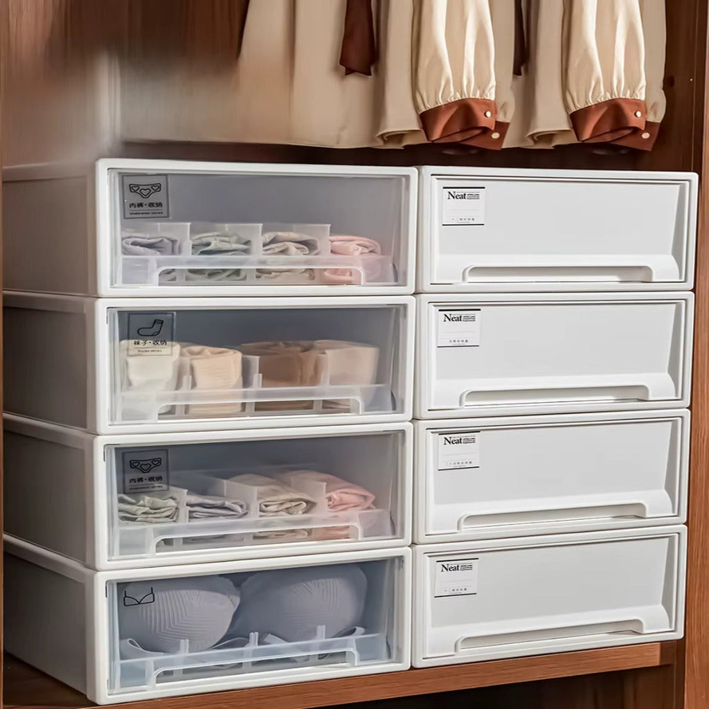 Modular Sliding Storage Box, Stackable Drawer Design