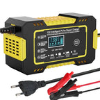 12V 6A Smart Car Battery Charger | Pulse Repair, LCD Display & Fast Charging for AGM, Gel & Lead-Acid Batteries