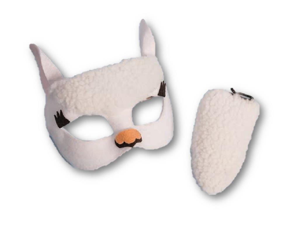 Child White Llama or Sheep Mask And Tail Costume Kit