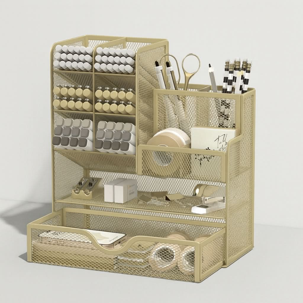 Metal Desk Organizer with Compartments for Office Supplies