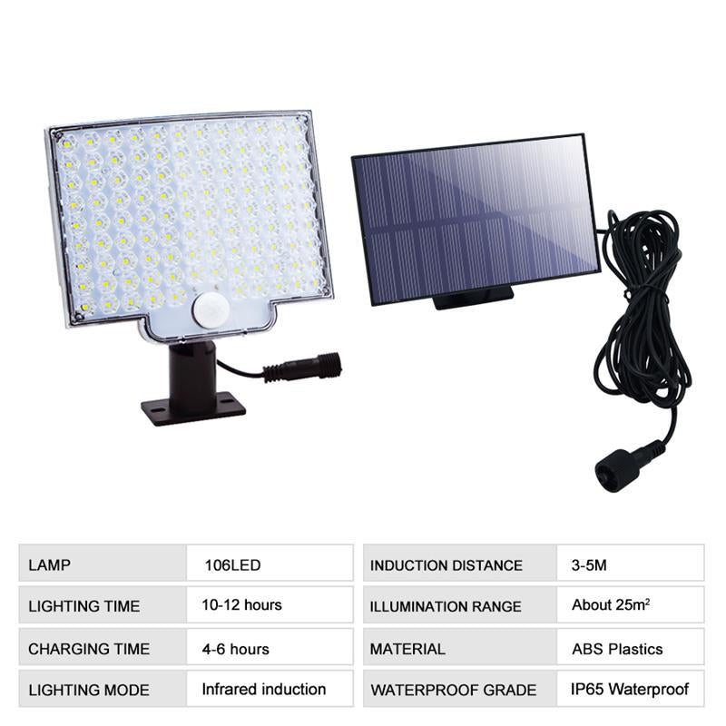 106 LED Outdoor Solar Security Light with Motion Sensor – Waterproof Wall Light for Garden, Driveway & Patio