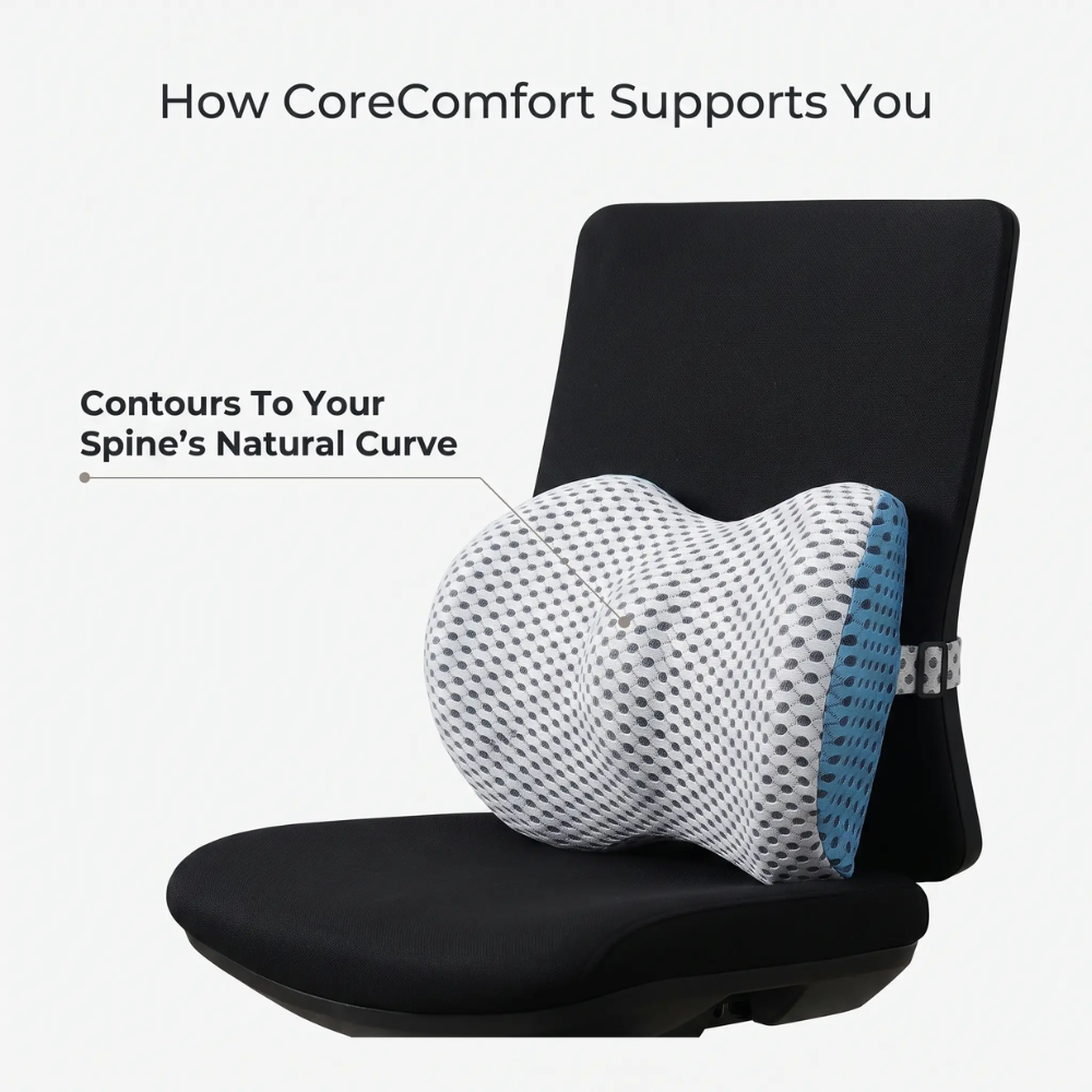 Zevolim | Lumbar Support Pillow CoreComfort – Orthopedic Memory Foam Back Cushion for Healthy Posture