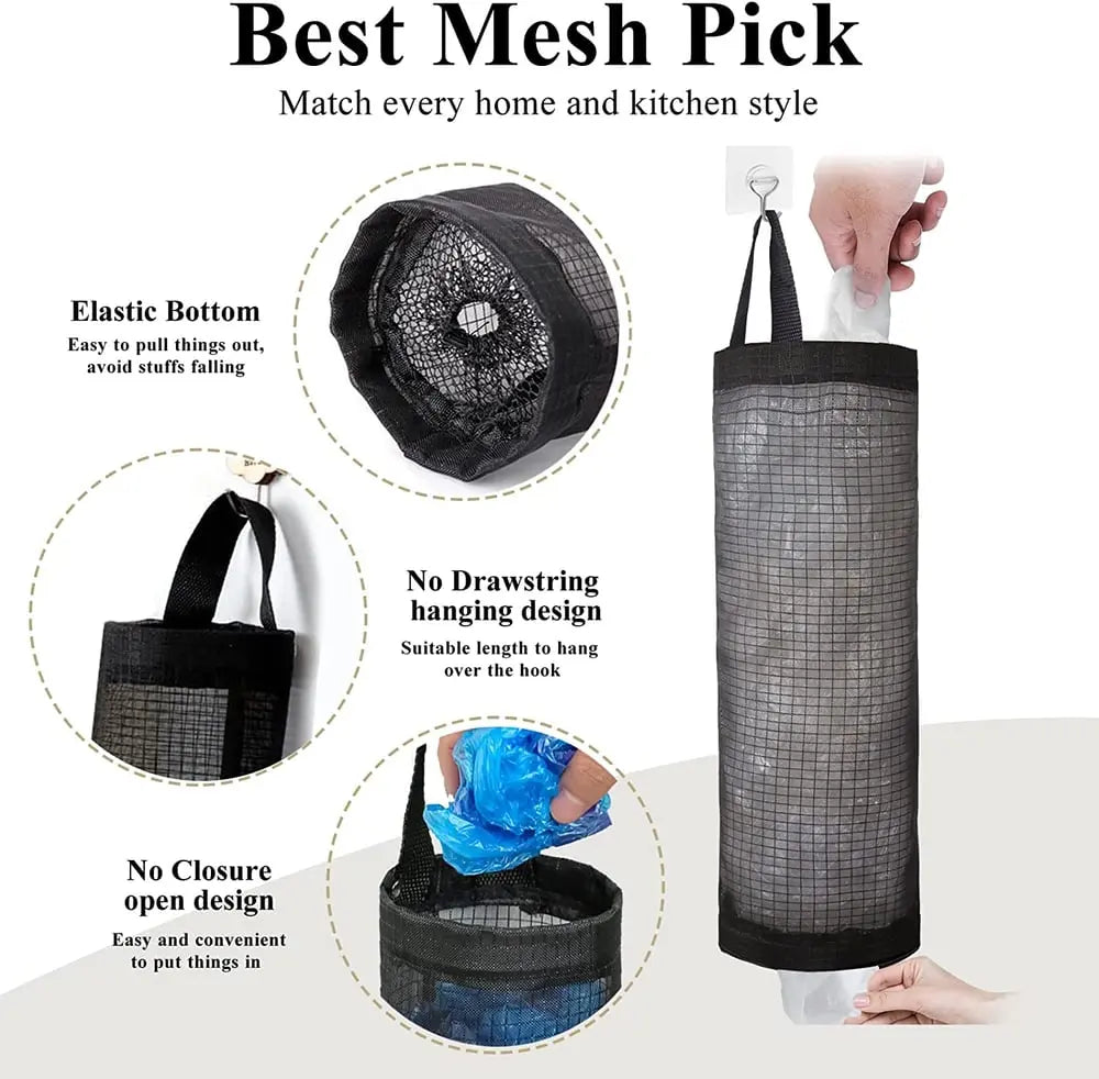 Hanging Pocket Organizer – Breathable Mesh for Storing Kitchen Bags and Fruits/Veggies