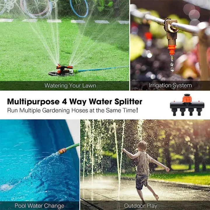 Zevolim| 4-Way Garden Hose Connector – Efficient Watering for Your Garden