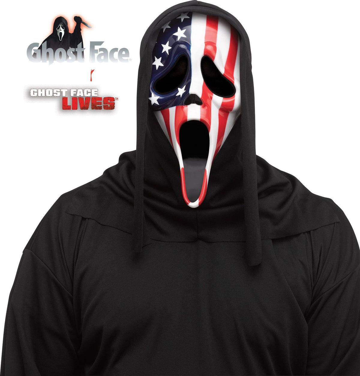Fun World Scream Ghost Face Patriotic American Flag Vinyl Character Costume Mask