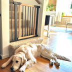 Logan Dog Gate - Modern Hardwood & Steel 30" Tall w/ Self Close Door, Extendable, Pressure Mounted (29.5" - 51.5" Wide)