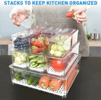 Stackable Fridge Organiser Set – 10 Clear Storage Boxes for Freshness & Kitchen Order