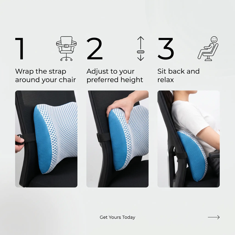 Zevolim | Lumbar Support Pillow CoreComfort – Orthopedic Memory Foam Back Cushion for Healthy Posture
