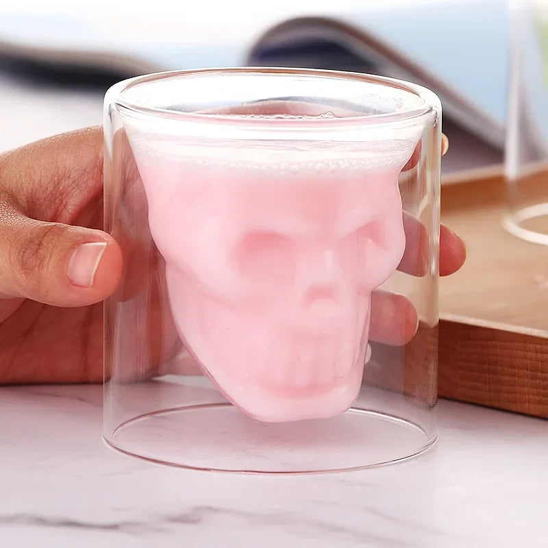 3D Skull Head Double Drinking Glass