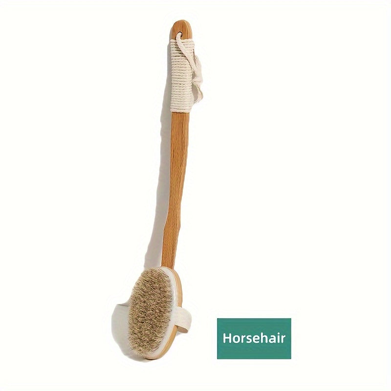 Back Wild Boar Bristle Cleaning Sponge for the Shower - Long Wooden Handle Bath Sponge Brush, soft natural bristles for back cleaning Zevolim