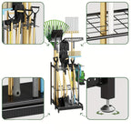 Zevolim| Heavy-Duty Black Metal Garden Rack – Durable Outdoor Tool & Hose Storage Organiser