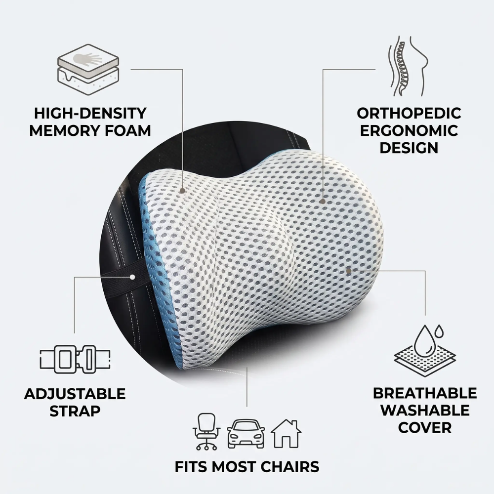 Zevolim | Lumbar Support Pillow CoreComfort – Orthopedic Memory Foam Back Cushion for Healthy Posture