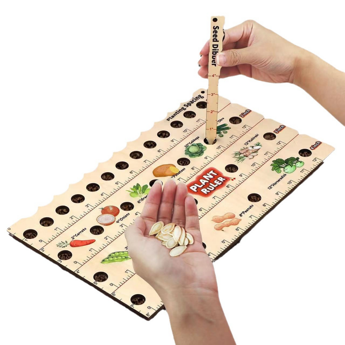 Zevolim| Wood Plant Ruler – Multifunctional Seed Measuring Tool for Garden